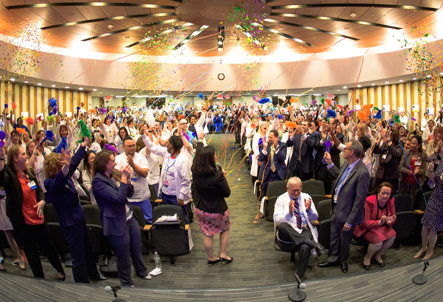 Northwell employees celebrate Magnet status at North Shore University Hospital.