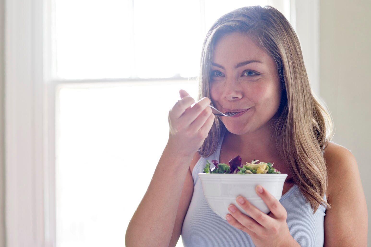 A woman eating healthy