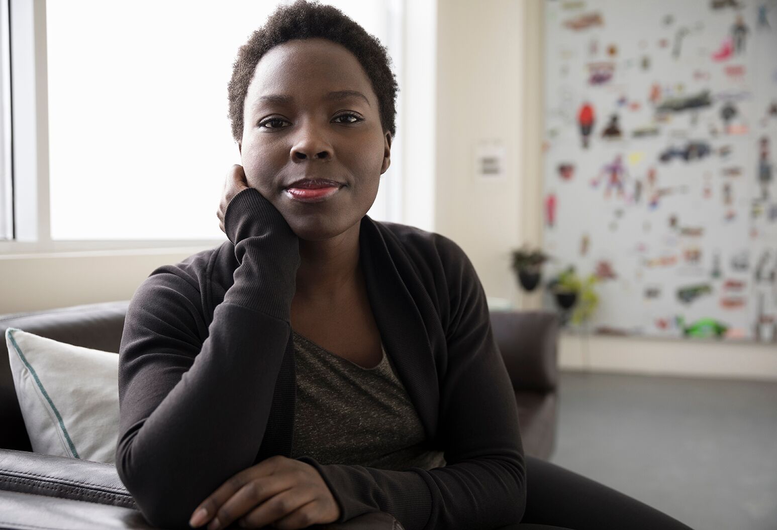 Portrait confident, strong, ambitious businesswoman