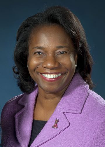 Jennifer Mieres, MD, wearing a purple jacket