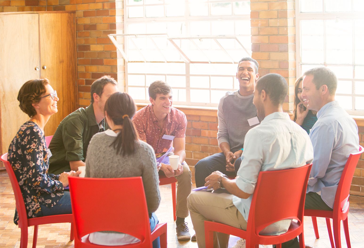 People having fun at a group meeting