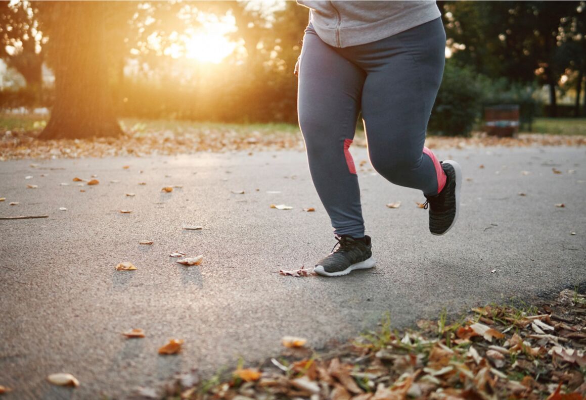 Overweight person exercising