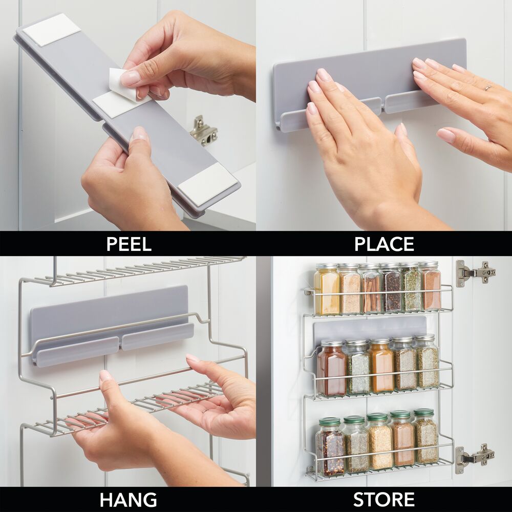 mDesign Metal SelfAdhesive Wall Mount Spice Rack Organizer, 3 Tier eBay