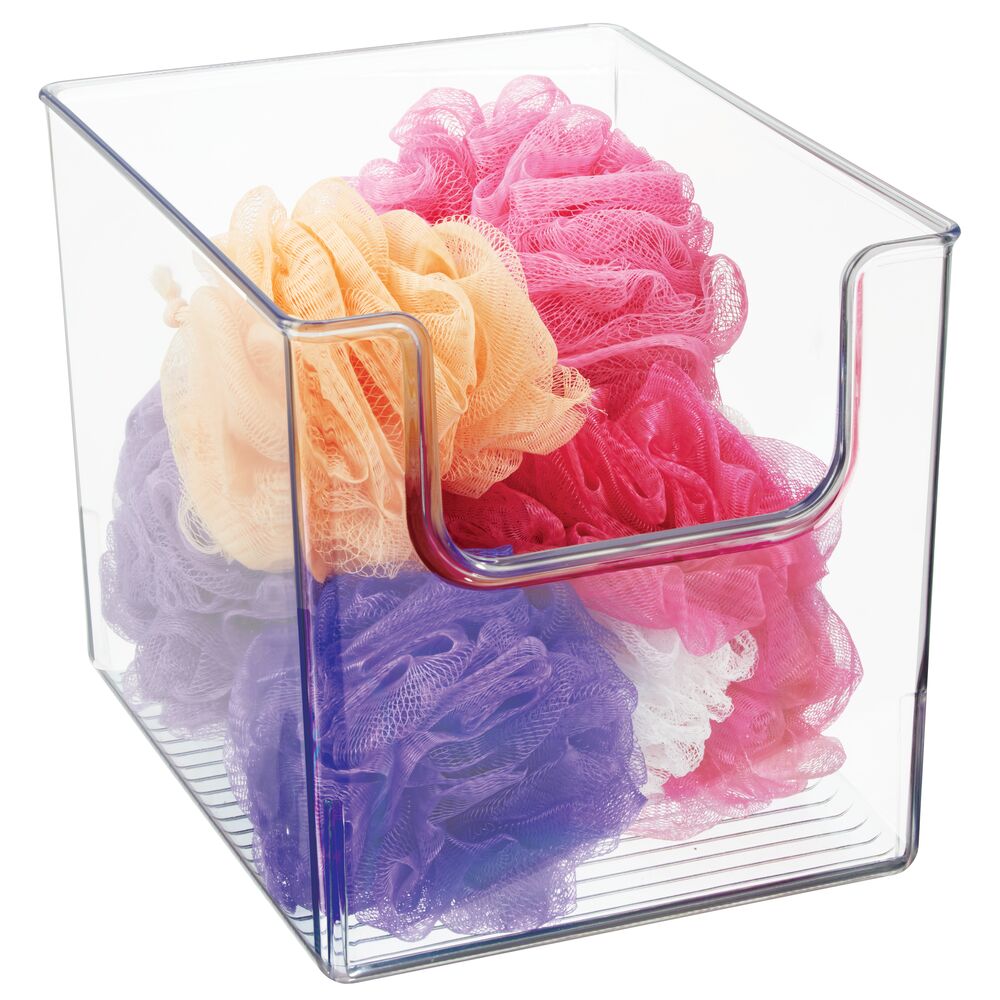 mDesign Plastic Bathroom Storage Organizer Basket Bin, 8" Wide Clear eBay