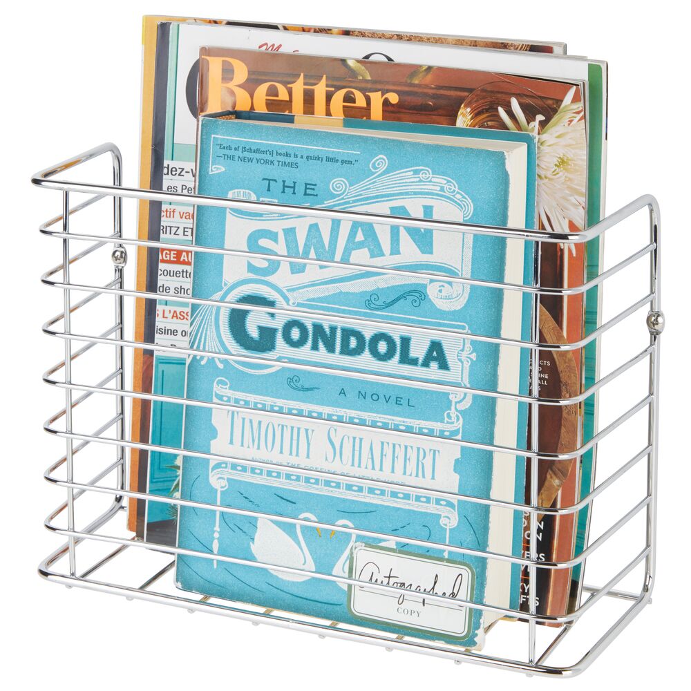 mDesign Metal Wall Mount Magazine Holder, Storage Organizer Rack eBay