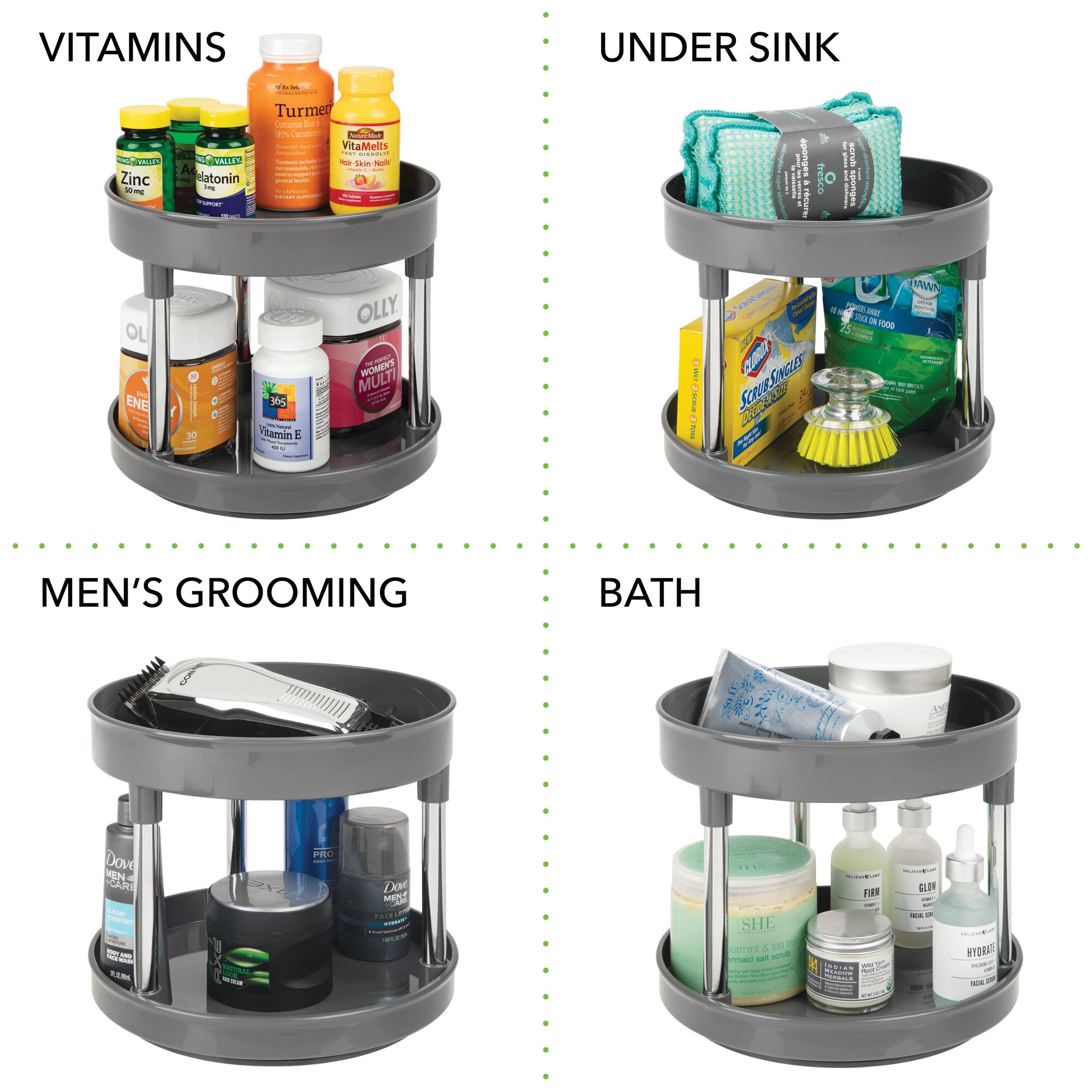 mDesign 2 Level Food Storage Lazy Susan Turntable, 9" Round eBay