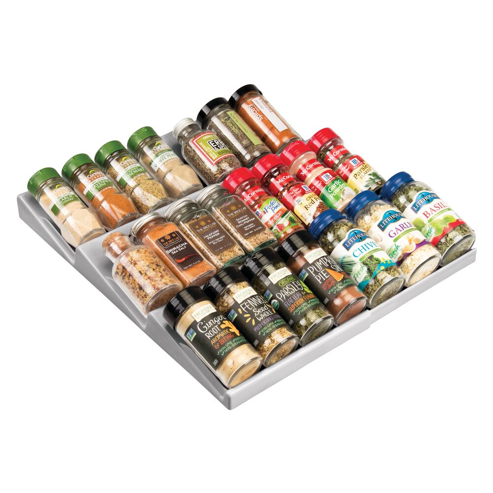 mDesign Expandable Plastic Spice Rack Drawer Insert, 3 Tiers eBay