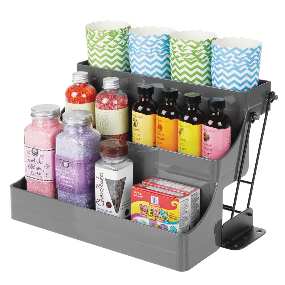 mDesign Plastic 3 Tier Pull Down Spice Rack, Storage Shelf Organizer | eBay