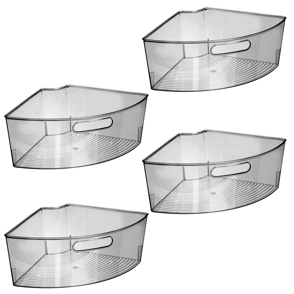 mDesign Lazy Susan Kitchen Food Storage Organizer Bin, 1/4 Wedge, 4 Pack
