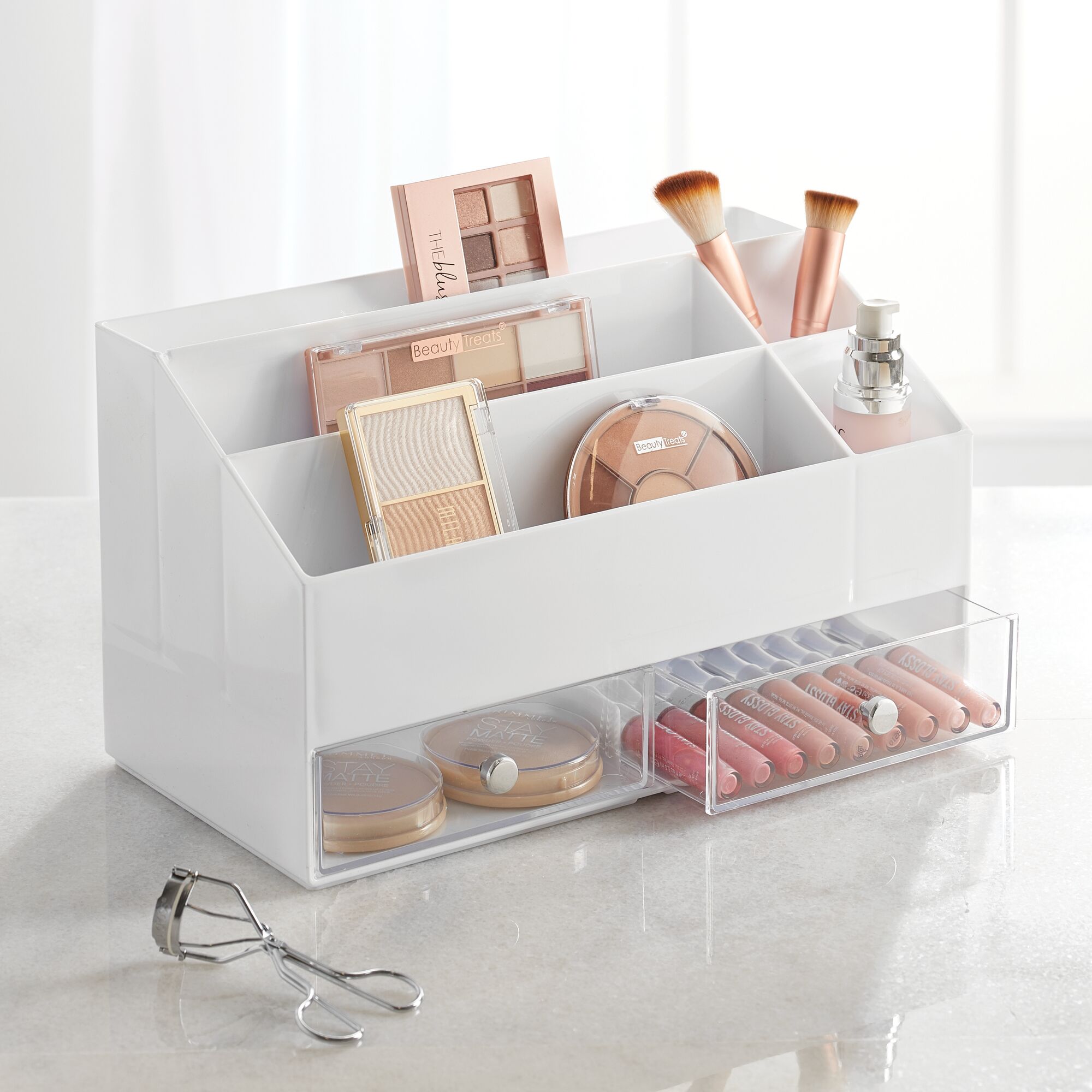 mDesign Plastic Nail Polish Storage Organizer Caddy Box, 5 Sections