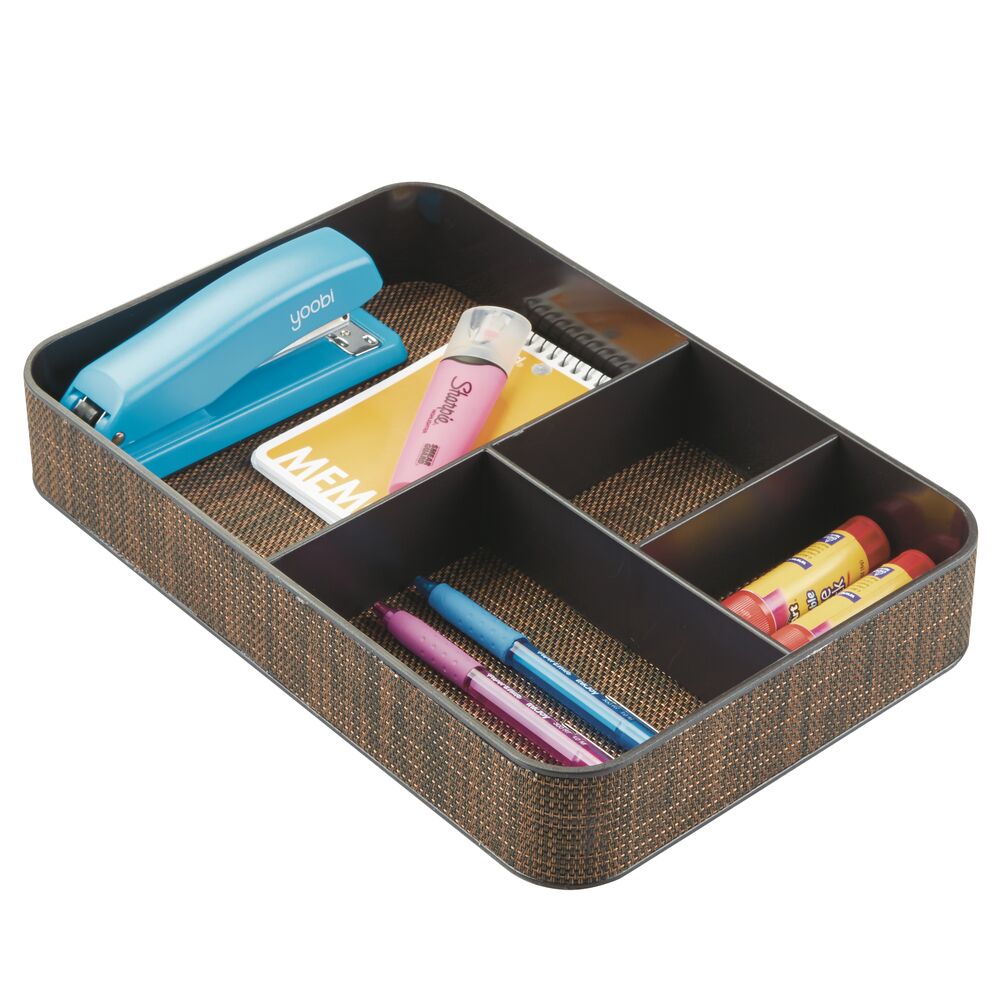 mDesign Plastic Divided Office Drawer Organizer Tray, 4 Sections Bronze eBay