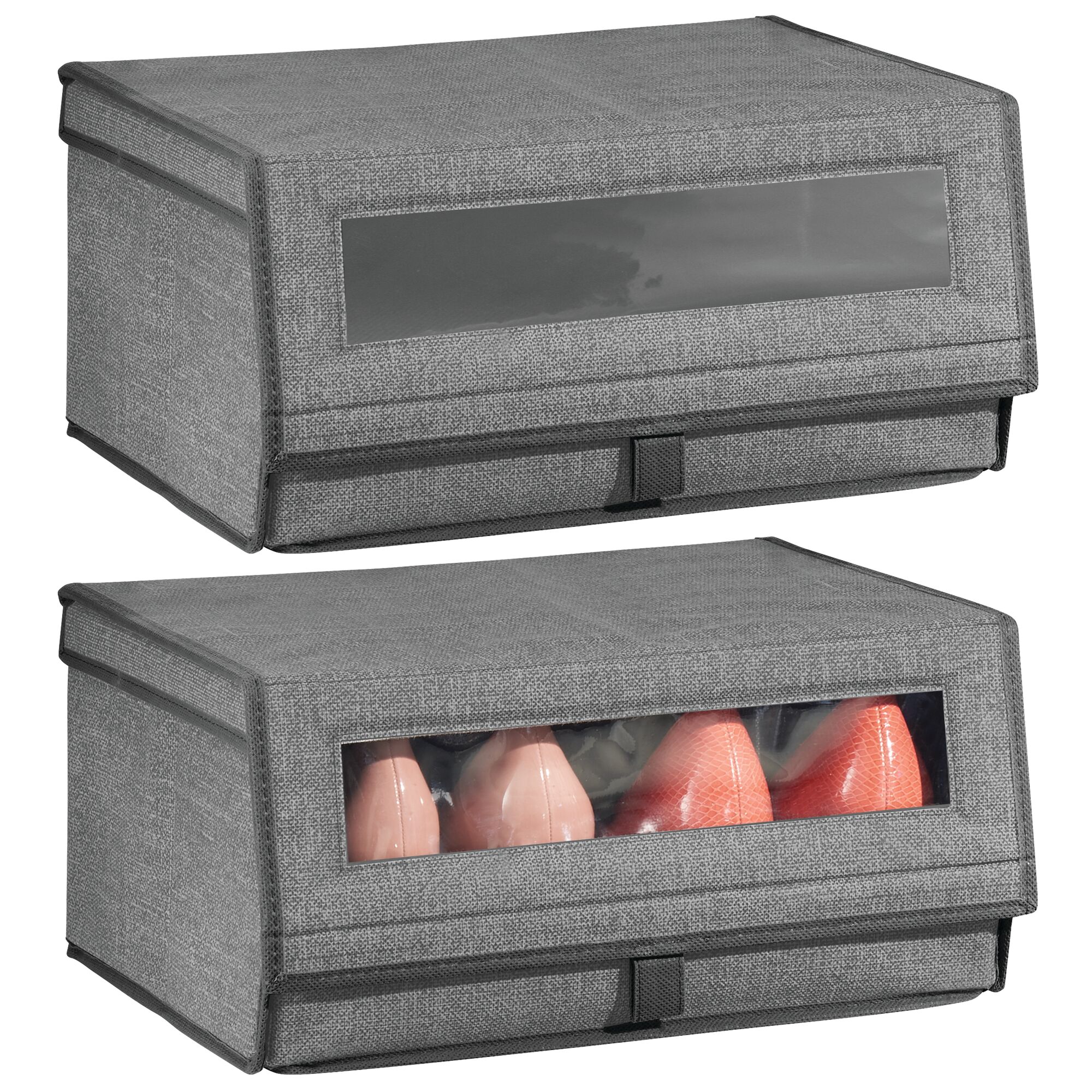 mDesign Stackable Fabric Closet Storage Shoe Box Large eBay