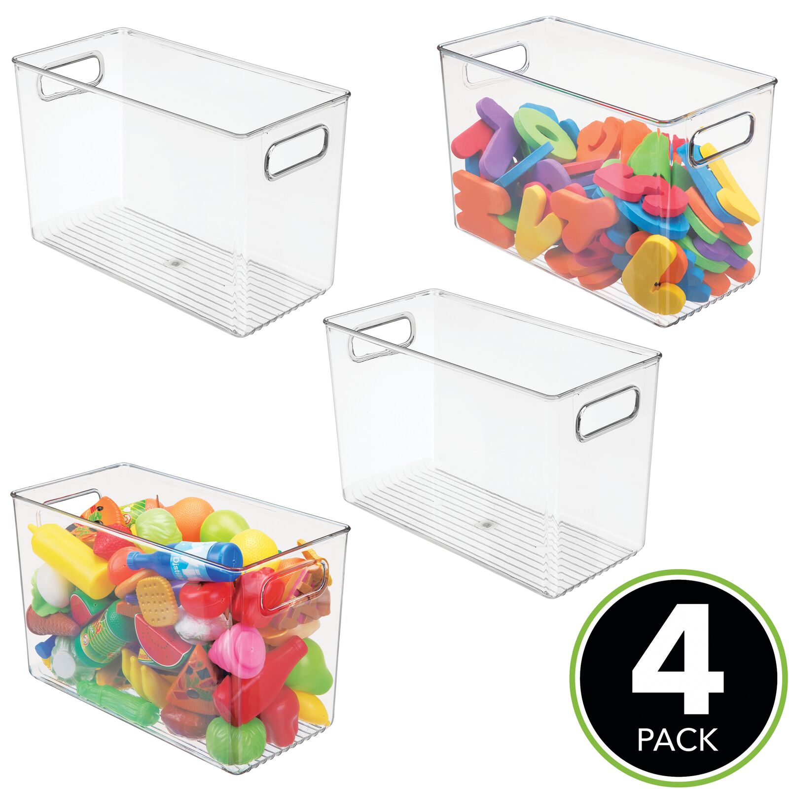 mDesign Storage Organizer Bin with Handles for Cube Furniture 4 Pack