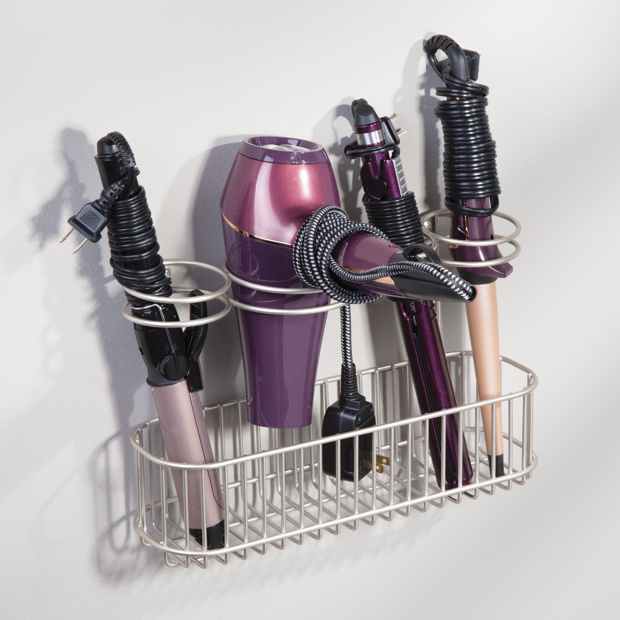 mDesign Metal Wall & Mount Hair Styling Tool Storage Basket eBay