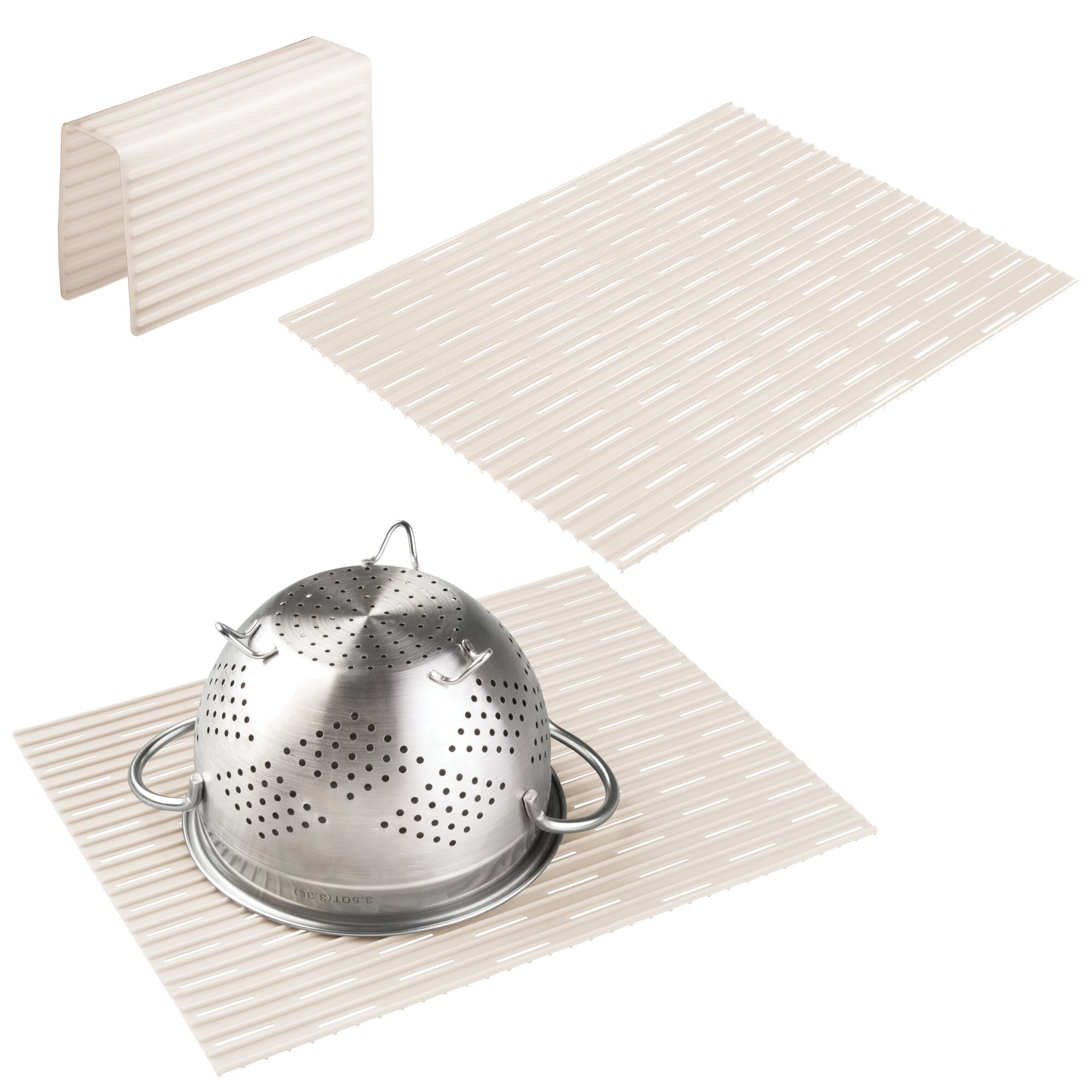 mDesign 3 Piece Silicone Kitchen Sink Protector Mat Pad Combo Set eBay