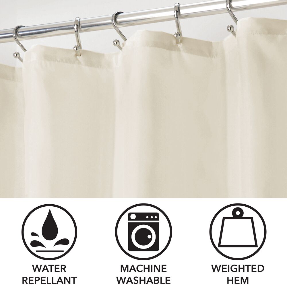 mDesign Water Repellent Shower Curtain/Liner 72" Long Natural/Ivory for sale online eBay