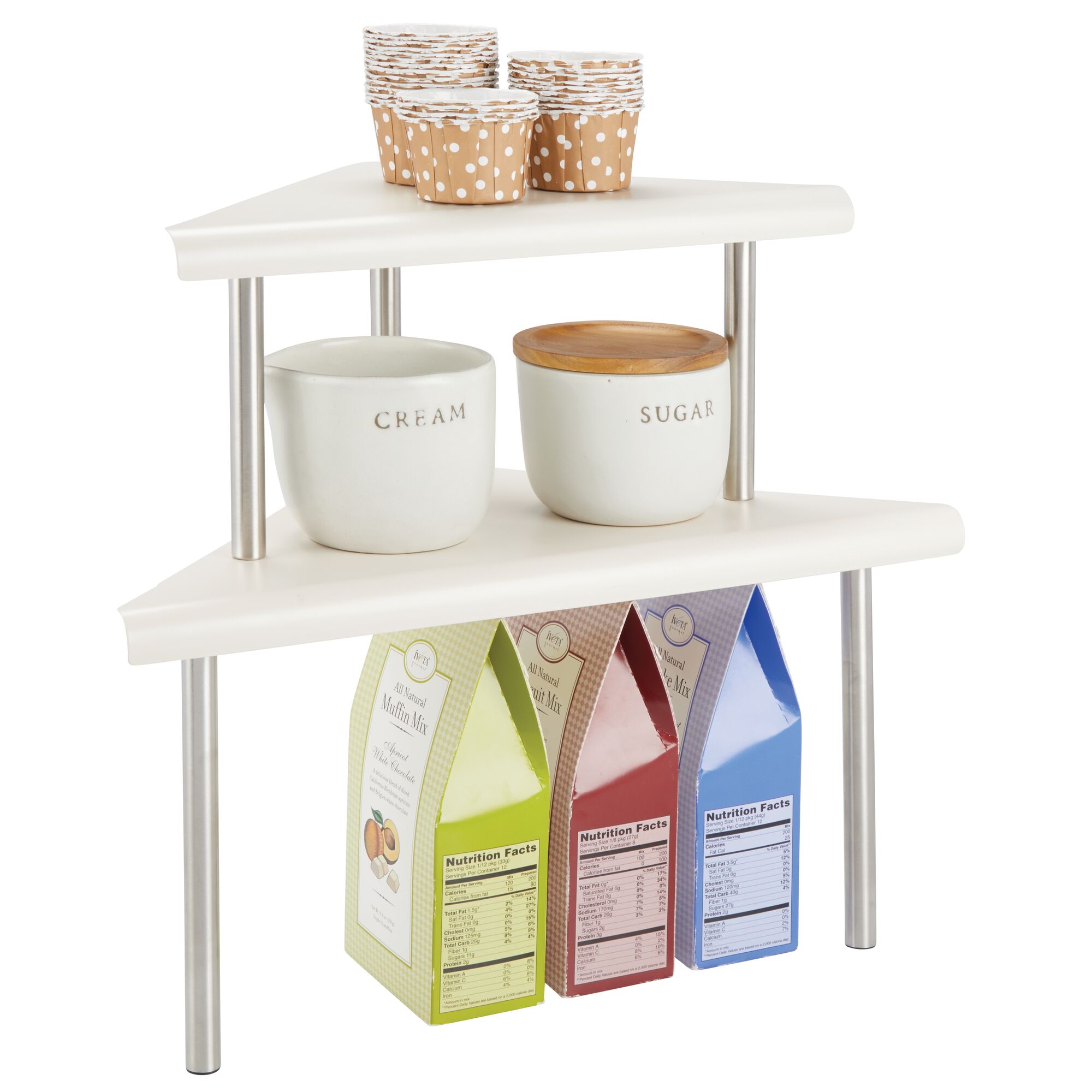 mDesign Metal 3Tier Corner Storage Shelves for Kitchen Countertop eBay