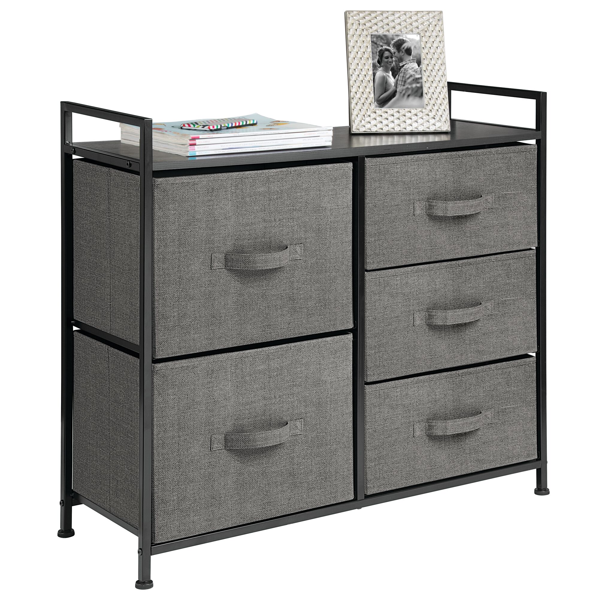 mDesign Wide Dresser Storage Tower Organizer Unit, 5 Drawers Dark Gray/Black 192173001370 eBay