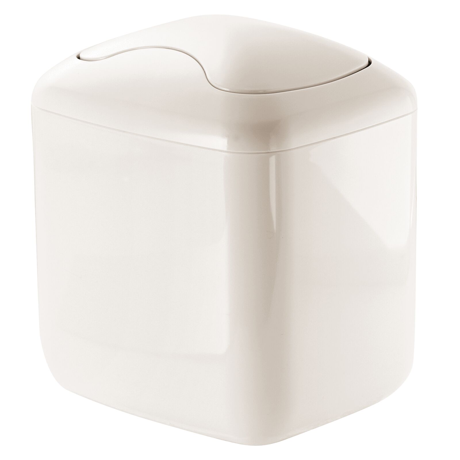 mDesign Plastic Square Mini Bathroom Wastebasket Trash Can Swing Lid