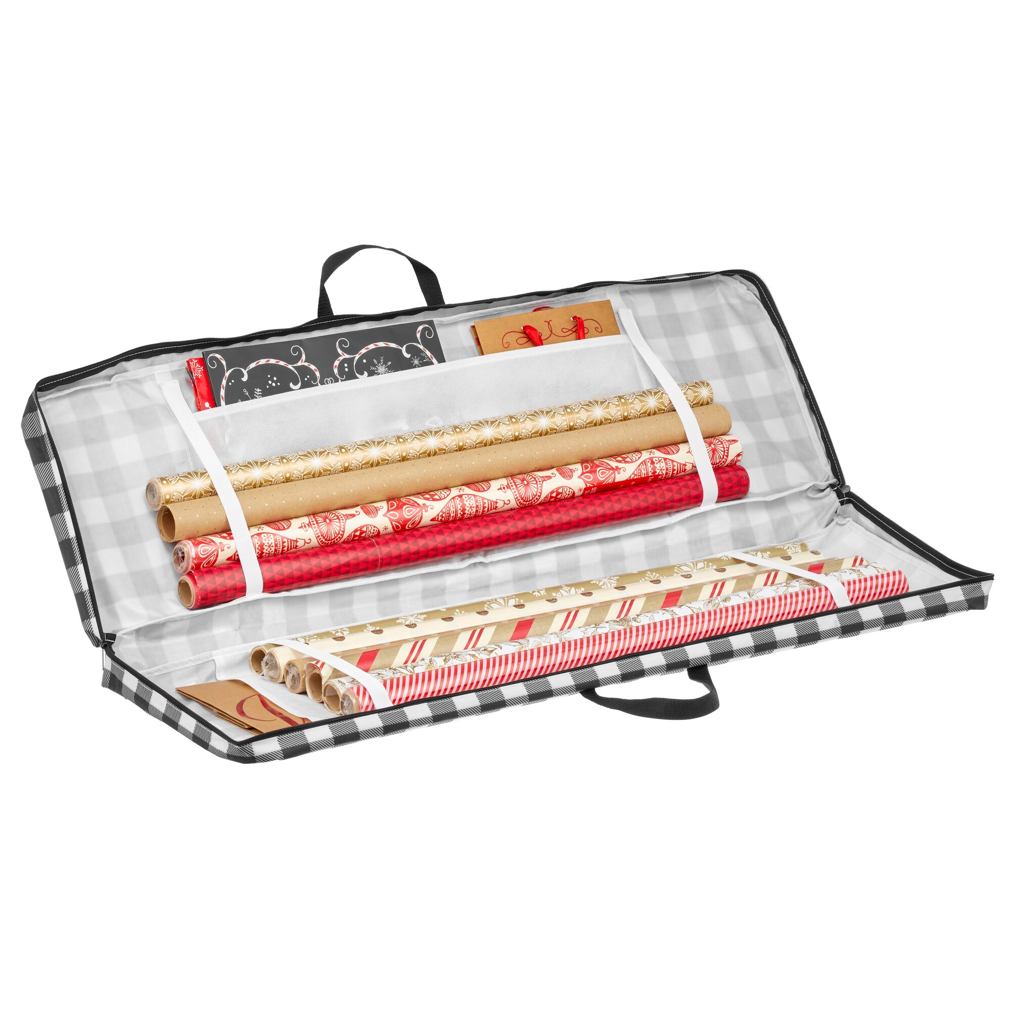 mDesign Soft Gift Wrap Paper Storage Bag with Handles and Zipper Close