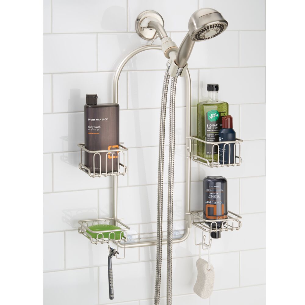 mDesign Shower Caddy for Hand Held Shower Head and Hose, Swivel Baskets