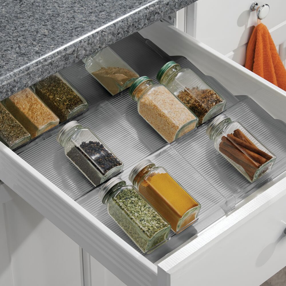 mDesign Expandable Plastic Spice Rack Drawer Insert, 3 Tiers eBay