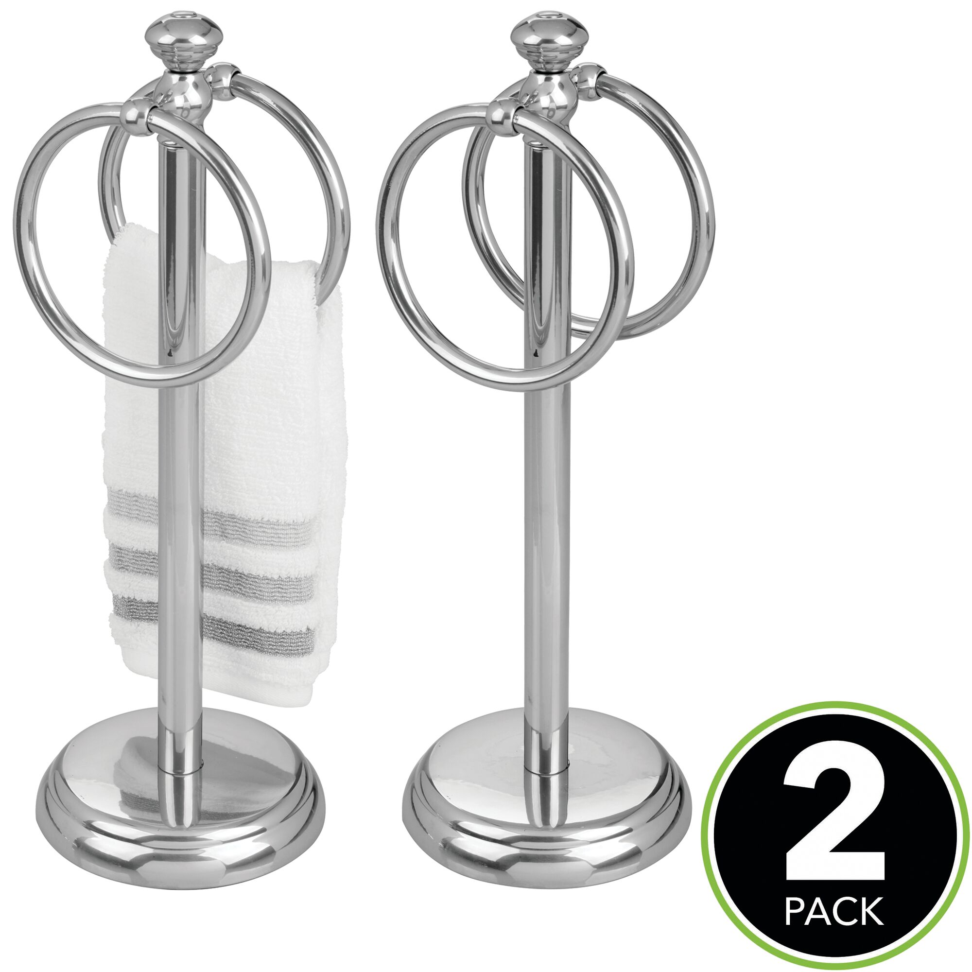 mDesign Metal Fingertip Towel Holder for Bath Vanity Countertop, 2 Pack