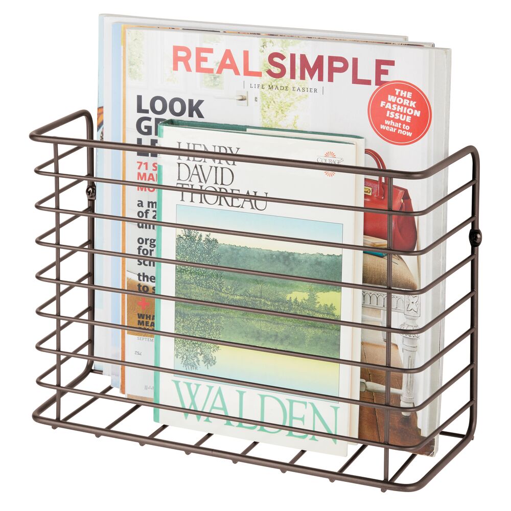 mDesign Metal Wall Mount Magazine Holder, Storage Organizer Rack eBay