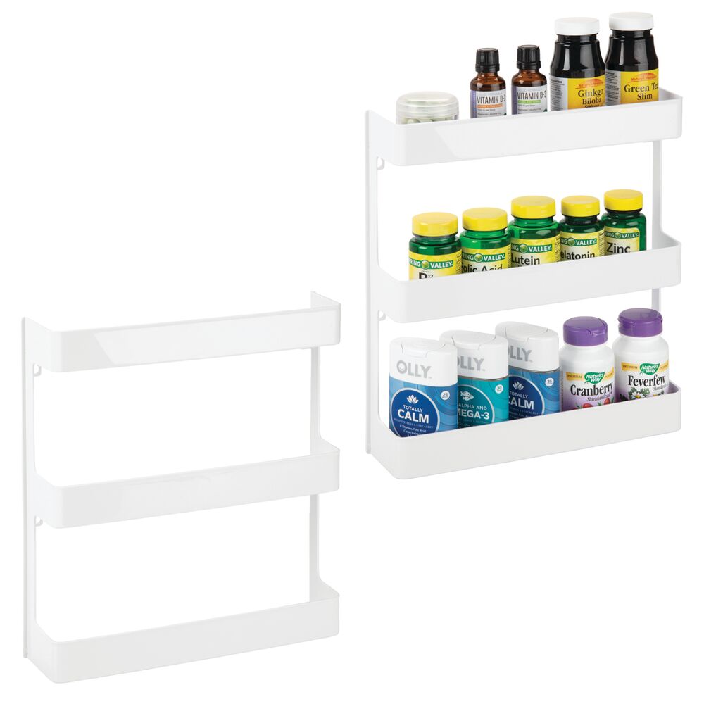 mDesign Large Wall Mount Vitamin Storage Organizer Shelf, 3 Tier, 2