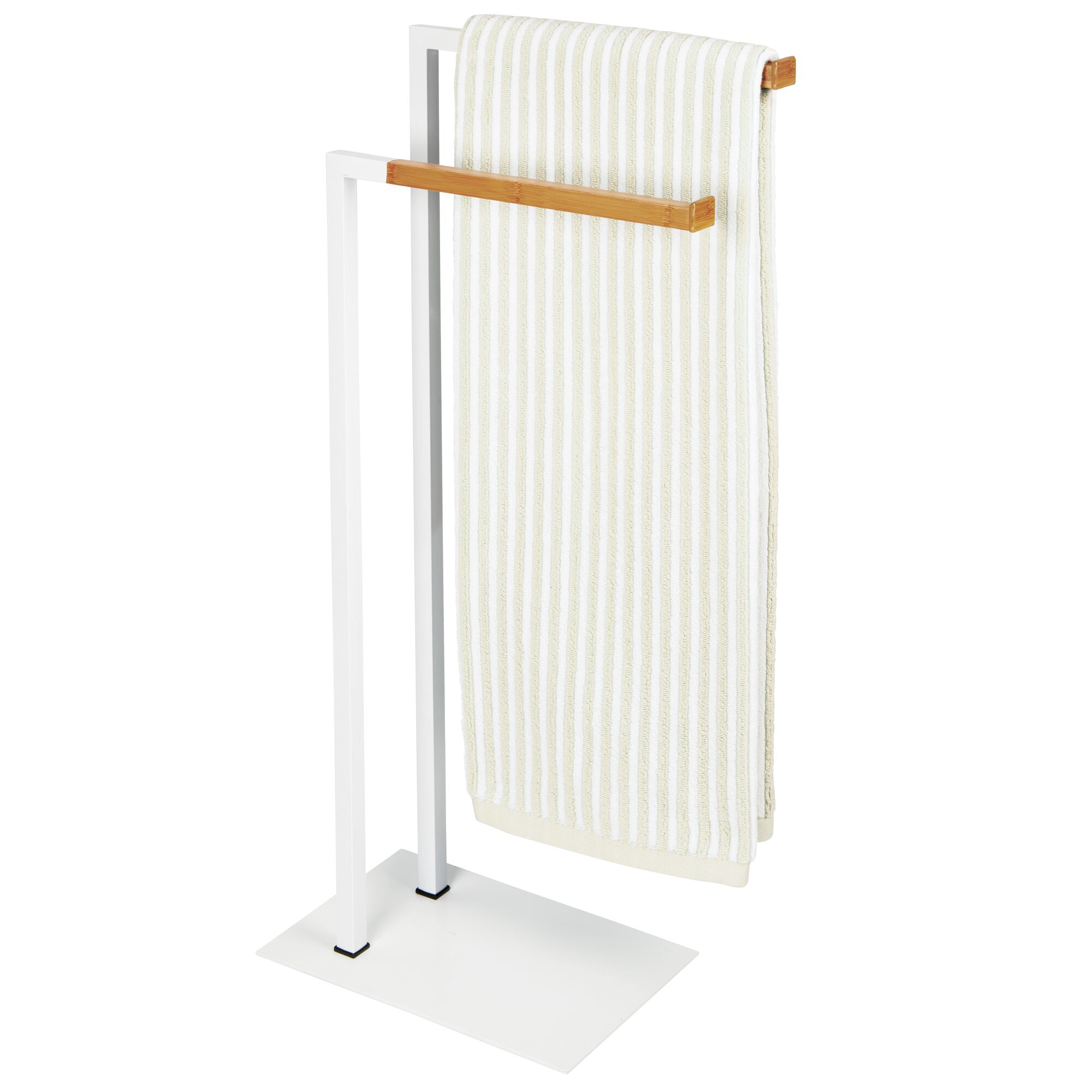 mDesign Tall Bathroom Towel Storage Rack Holder, Two Tier