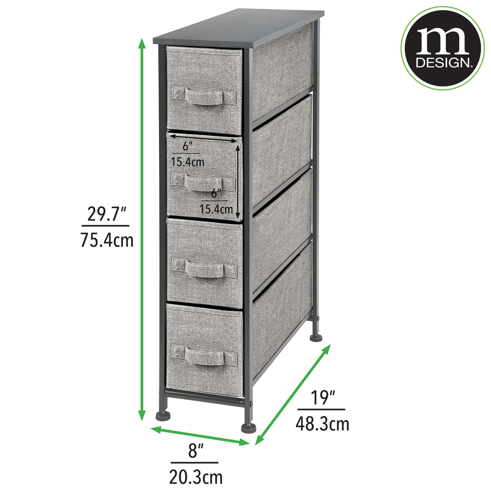 mDesign Narrow Dresser Storage Organizer Tower, 4 Drawers eBay