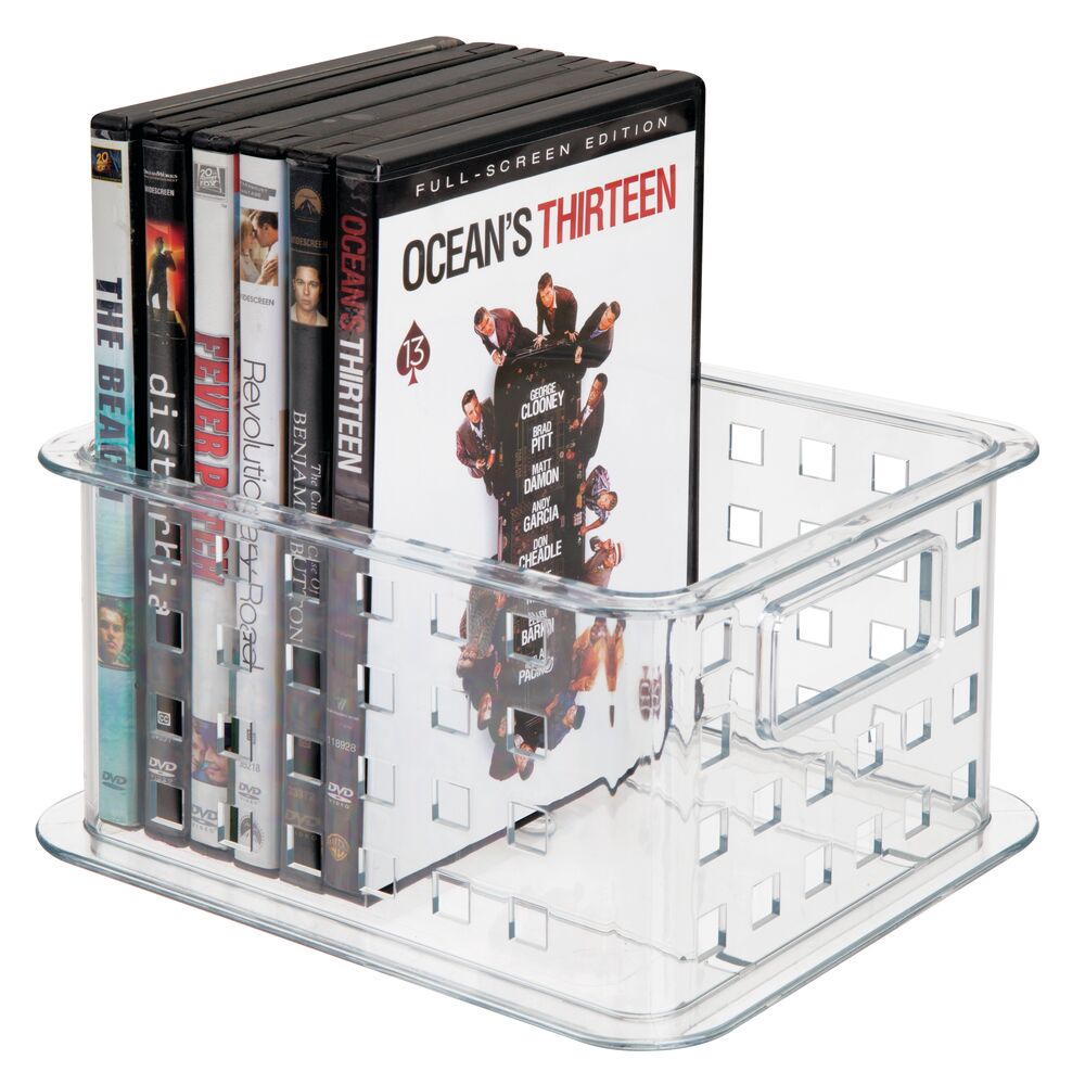 mDesign Plastic Stackable Video Game/DVD Storage Organizer Bin Clear