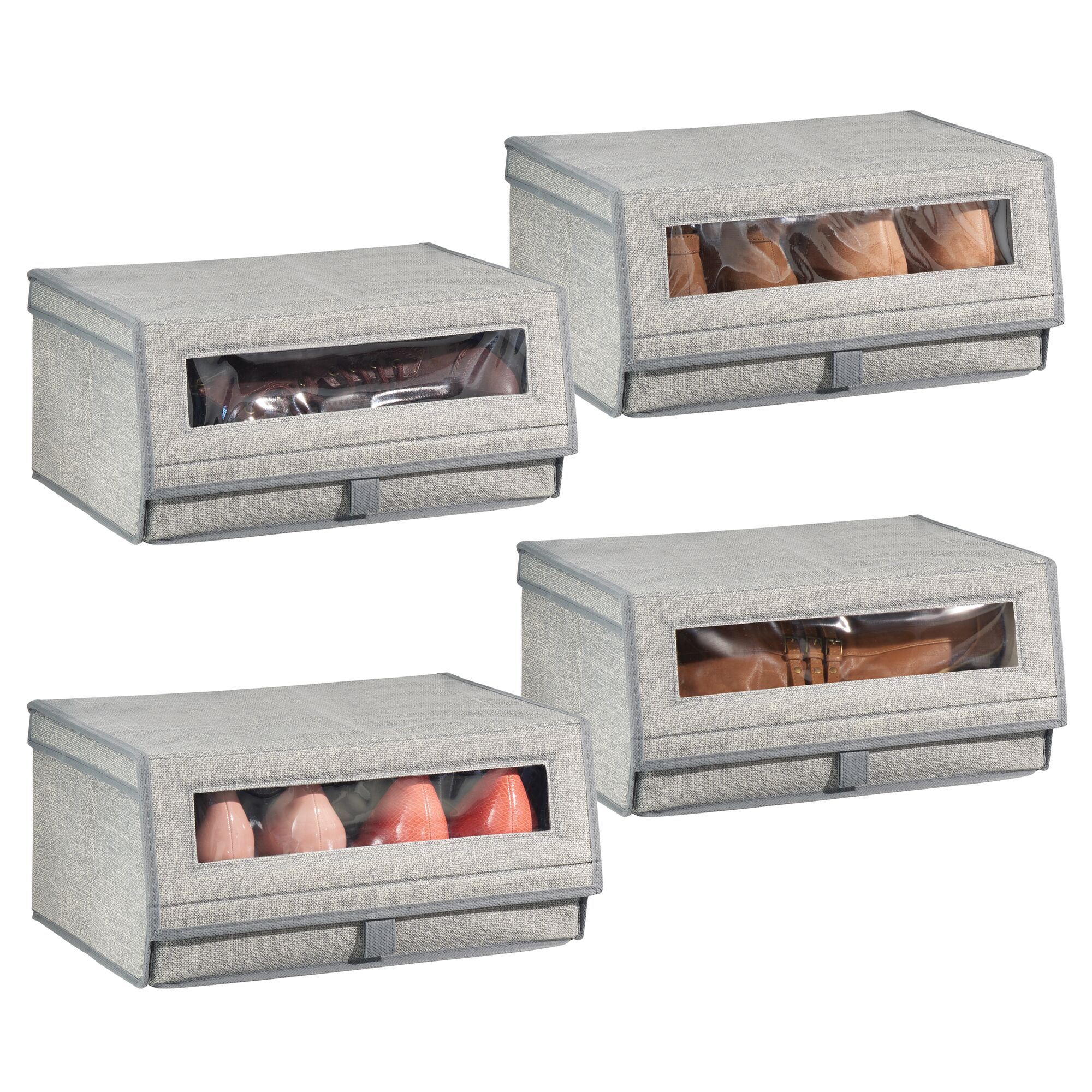 mDesign Stackable Fabric Closet Storage Shoe Box Large eBay