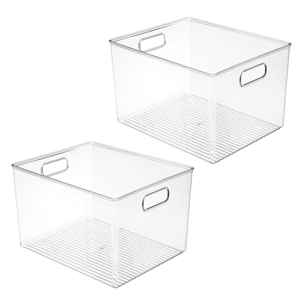 mDesign Storage Organizer Bin with Handles for Cube Furniture Clear