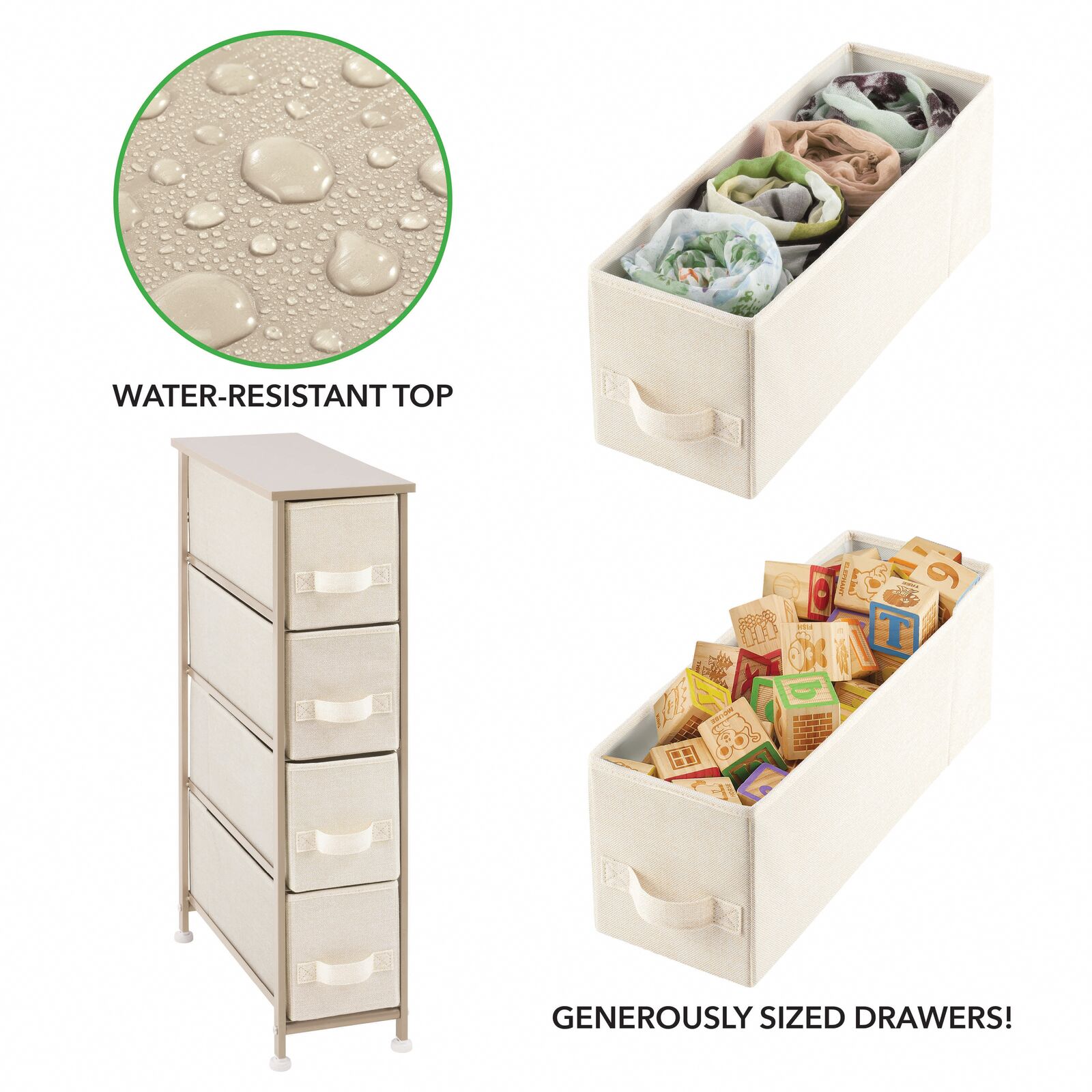 mDesign Narrow Dresser Storage Organizer Tower, 4 Drawers eBay