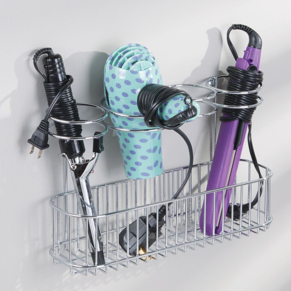 mDesign Metal Wall & Mount Hair Styling Tool Storage Basket eBay
