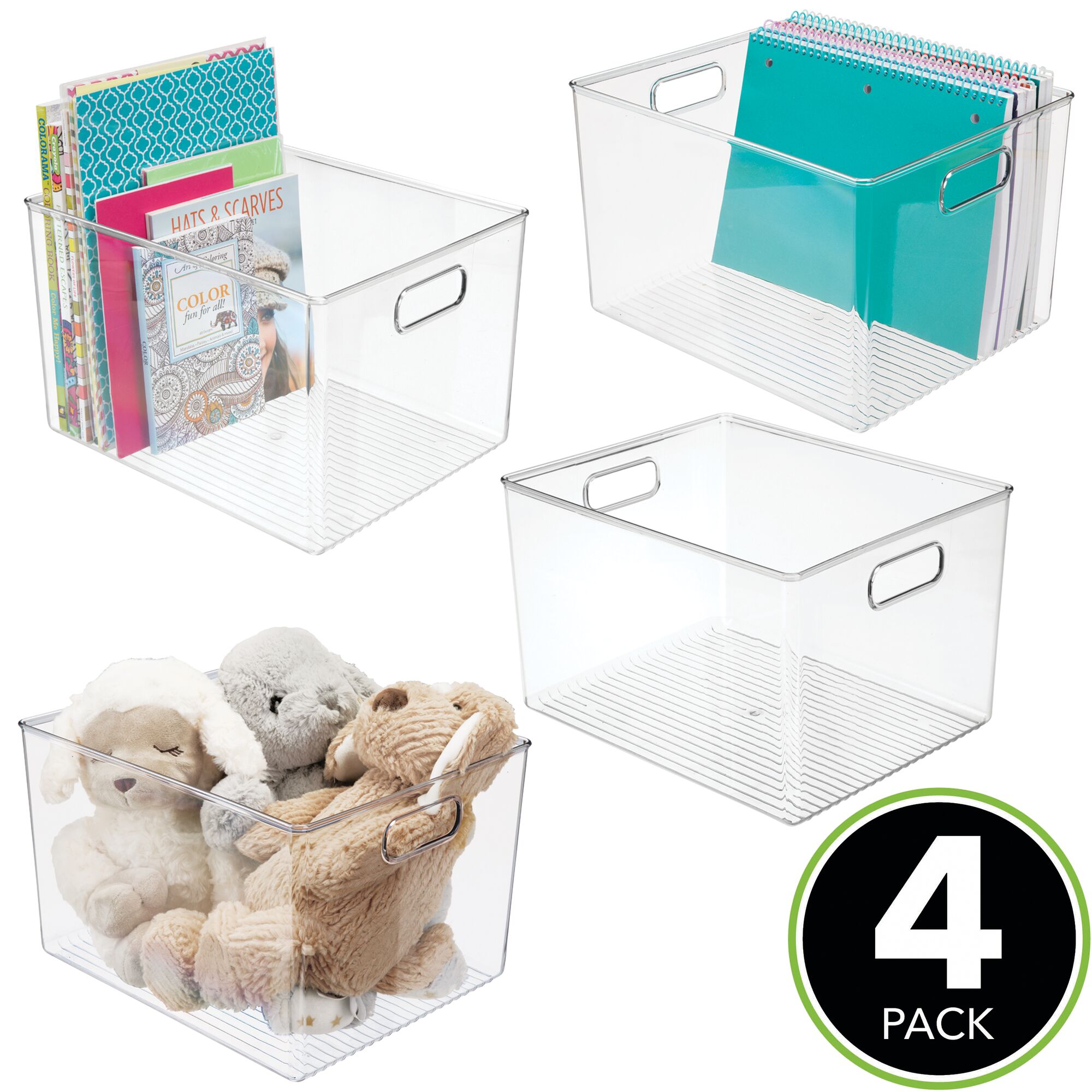 mDesign Storage Organizer Bin with Handles for Cube Furniture 4 Pack