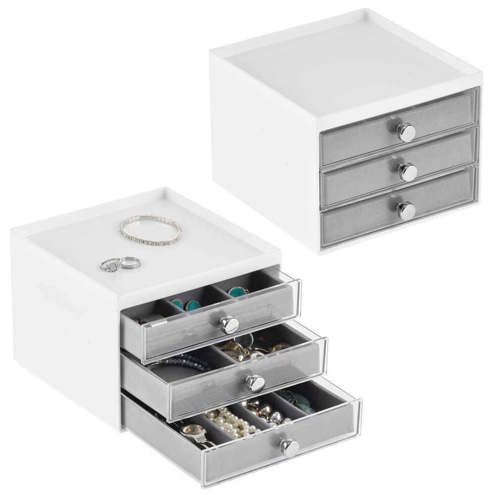 Mdesign Jewelry Box 3 Drawer Storage Organizer Trays 2 Pack