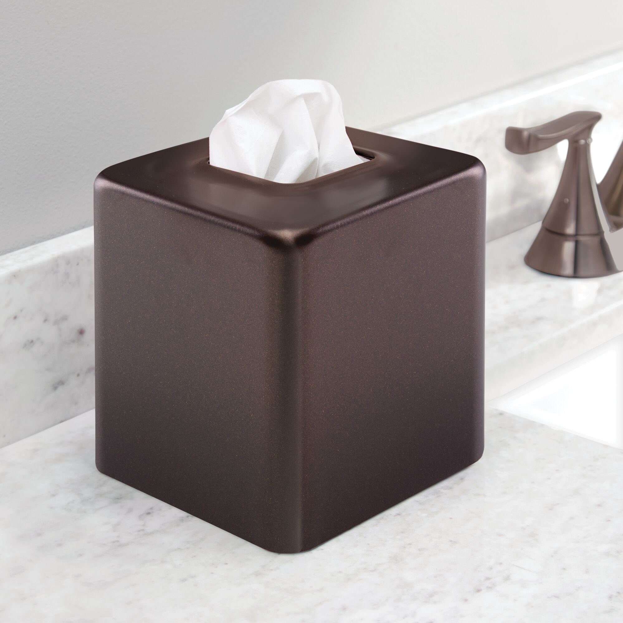 mDesign Modern Square Metal Paper Facial Tissue Box Cover Holder eBay