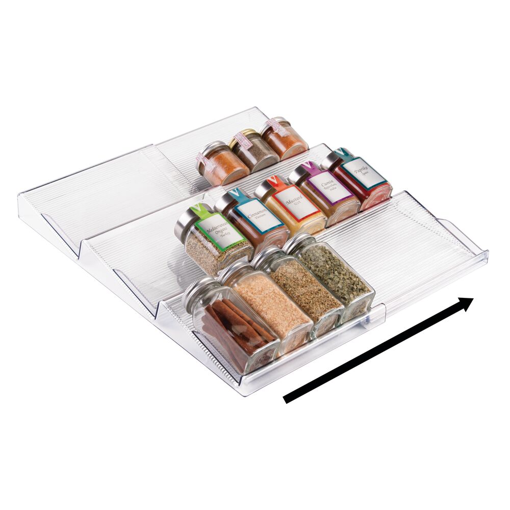 Mdesign Expandable Plastic Spice Rack Drawer Insert 3 Tiers Ebay