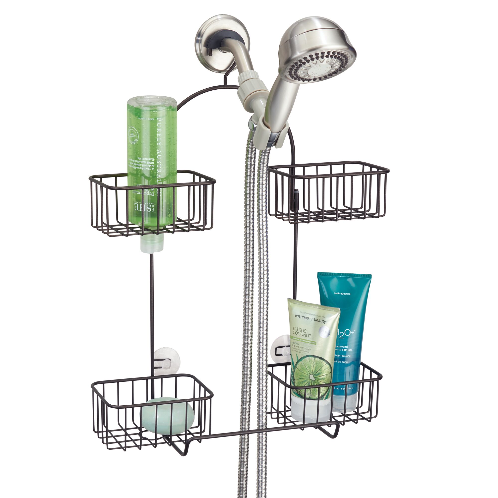 mDesign Shower Caddy for Hand Held Shower Head and Hose, 4 Baskets eBay