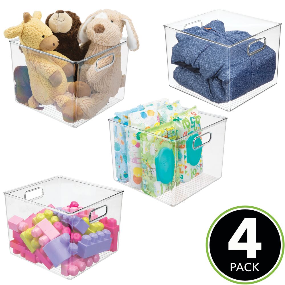 mDesign Storage Organizer Bin with Handles for Cube Furniture 4 Pack