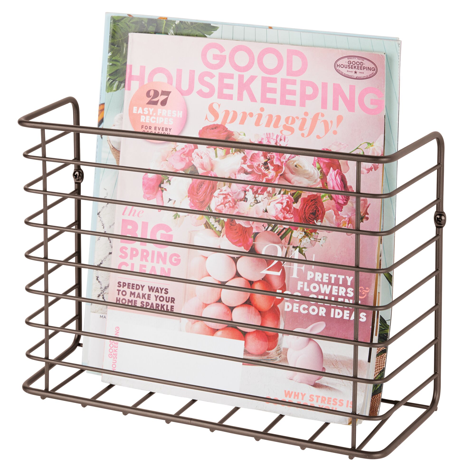 mDesign Metal Wall Mount Magazine Holder, Storage Organizer Rack eBay