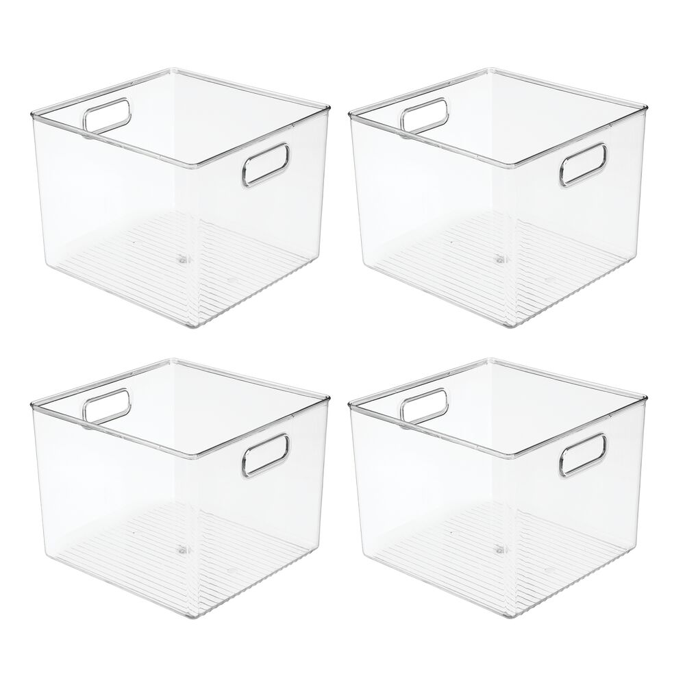 mDesign Storage Organizer Bin with Handles for Cube Furniture 4 Pack