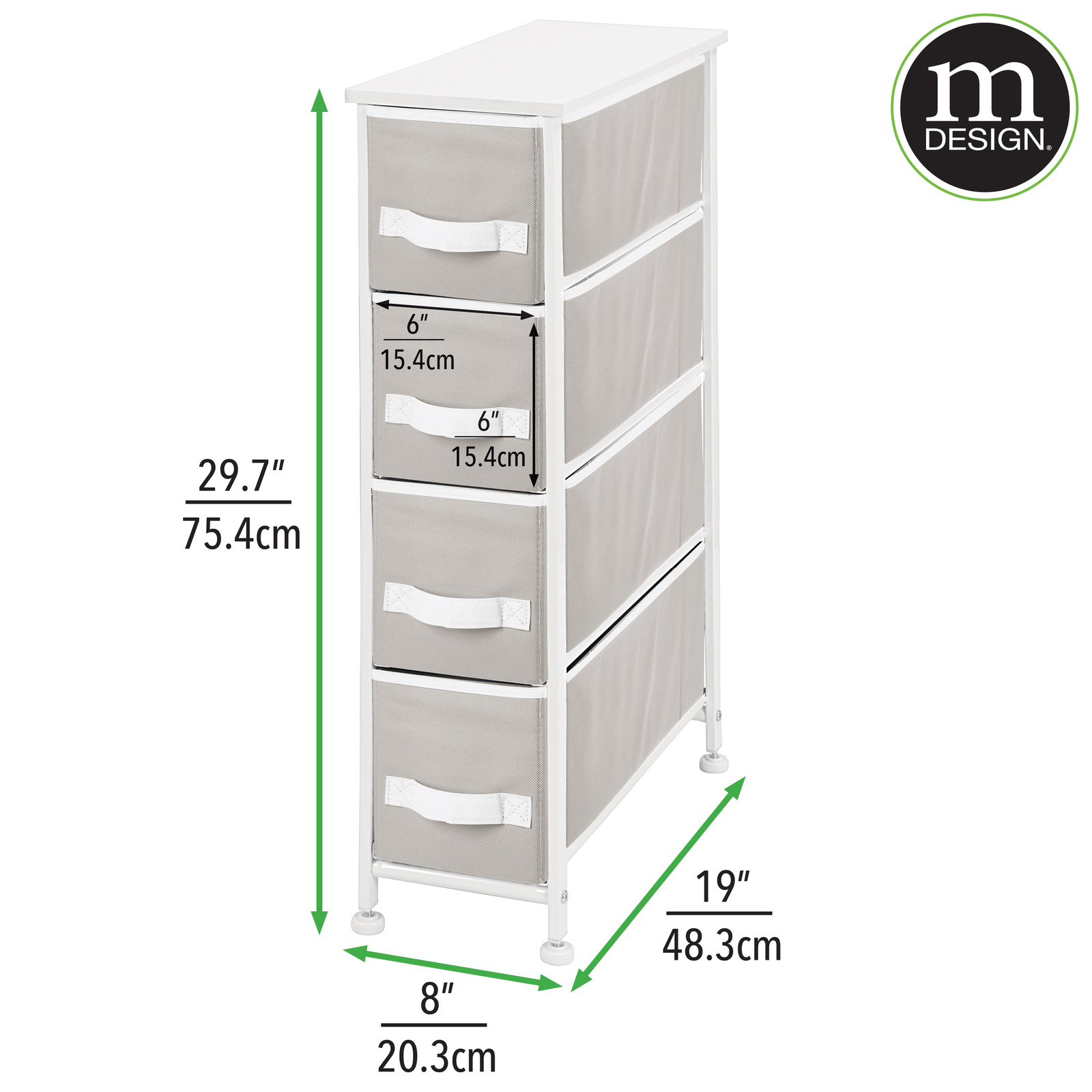 mDesign Narrow Dresser Storage Organizer Tower, 4 Drawers eBay