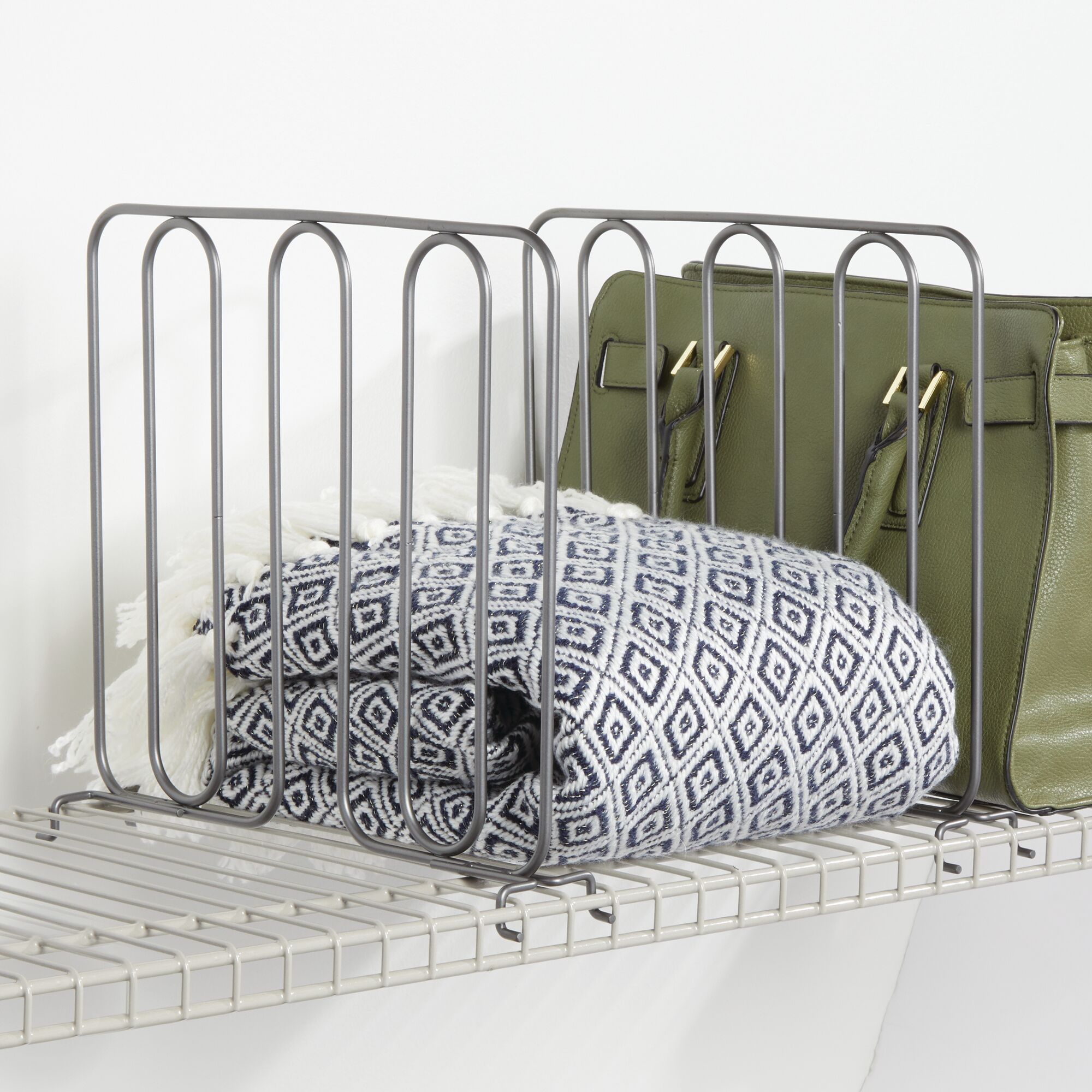 mDesign Versatile Metal Wire Closet Shelf Divider and Separator, 2 Pack