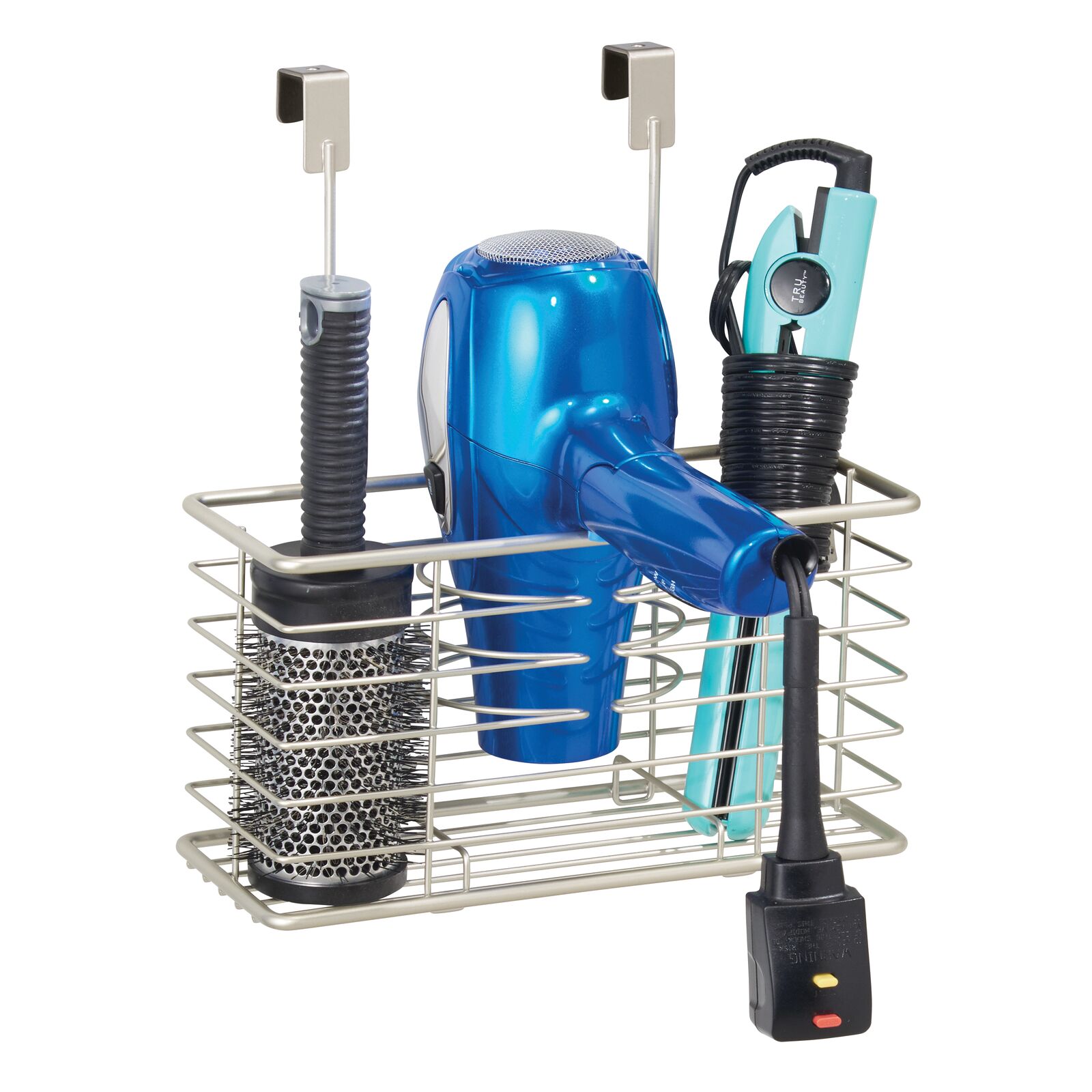 mDesign Steel Over Hair Dryer Storage Organizer Holder