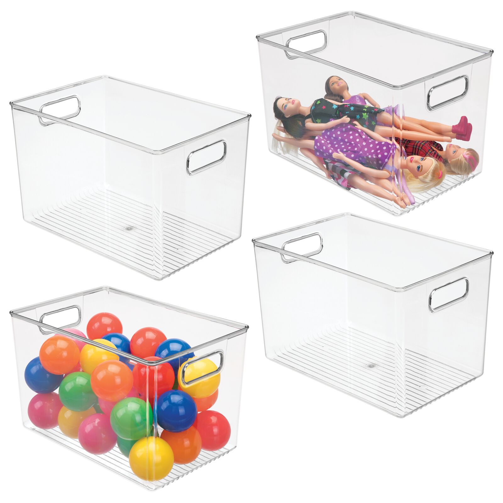mDesign Storage Organizer Bin with Handles for Cube Furniture 4 Pack