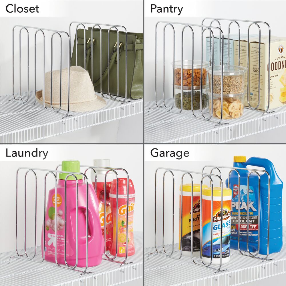 mDesign Versatile Metal Wire Closet Shelf Divider and Separator, 2 Pack