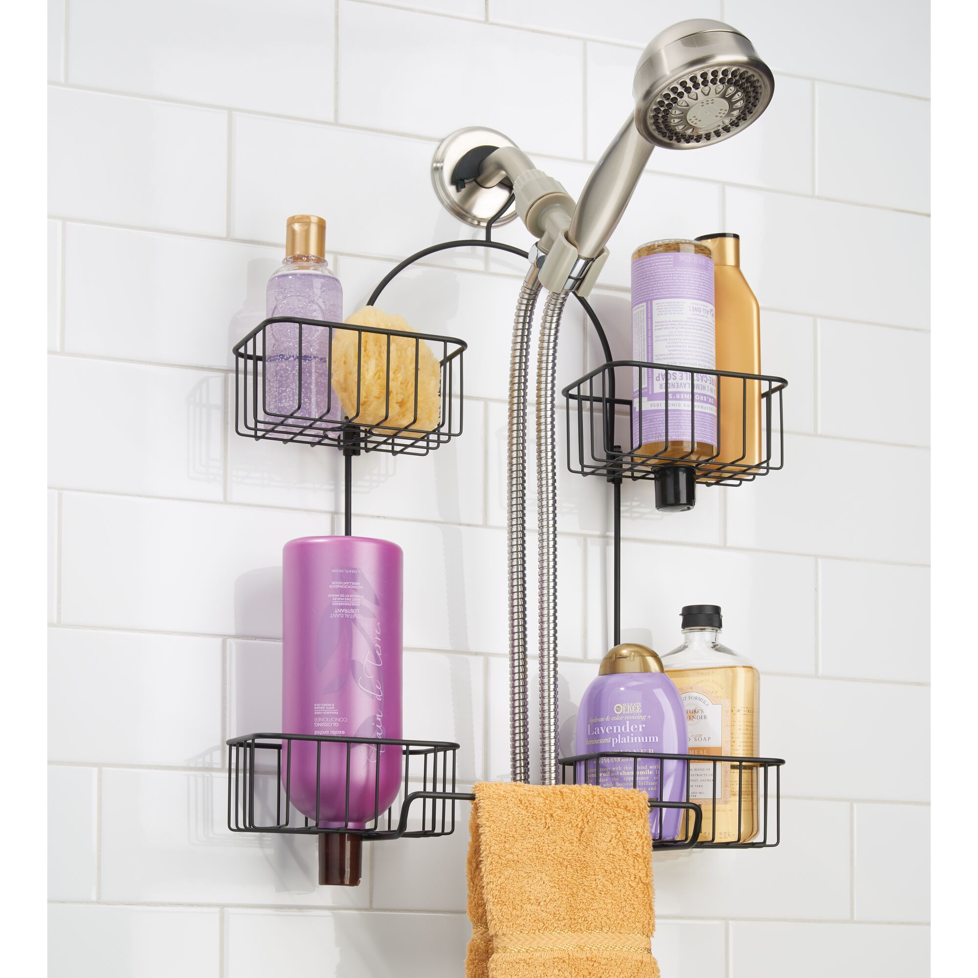 mDesign Shower Caddy for Hand Held Shower Head and Hose, 4 Baskets eBay